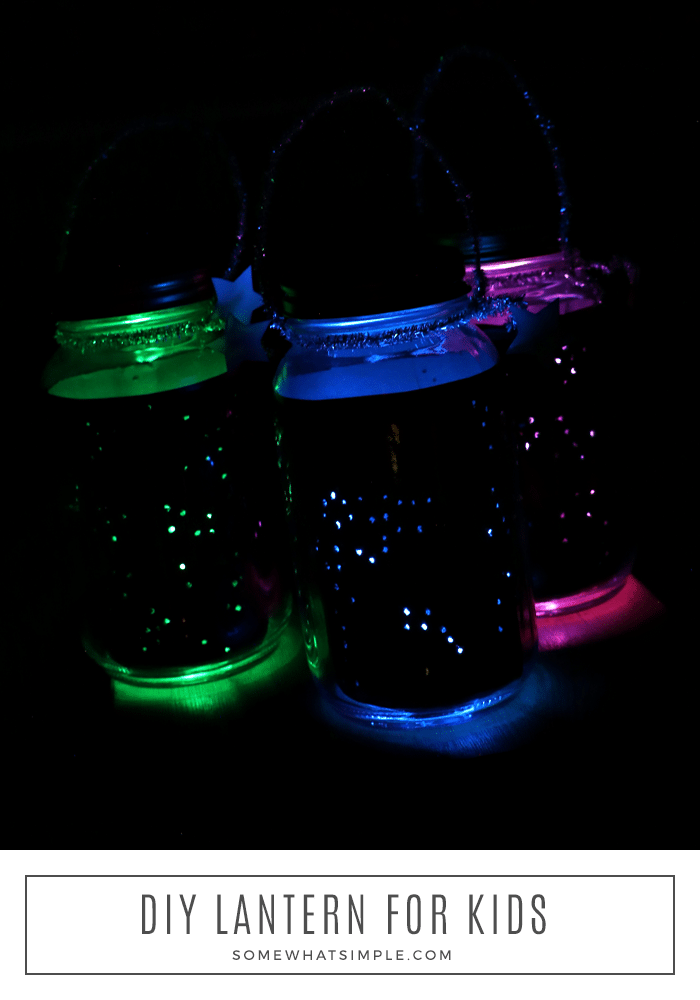 DIY Lanterns are a simple craft your kids will love! Made with a few simple supplies, this project is easy to make, it's mess-free, and it's totally fun! #lantern #masonjar #kidscraft via @somewhatsimple