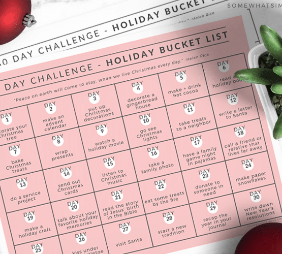 printable holiday bucket list