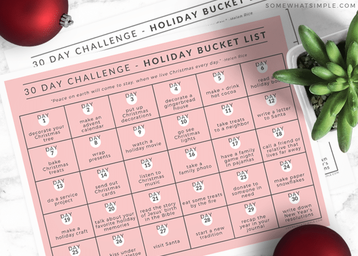 printable holiday bucket list