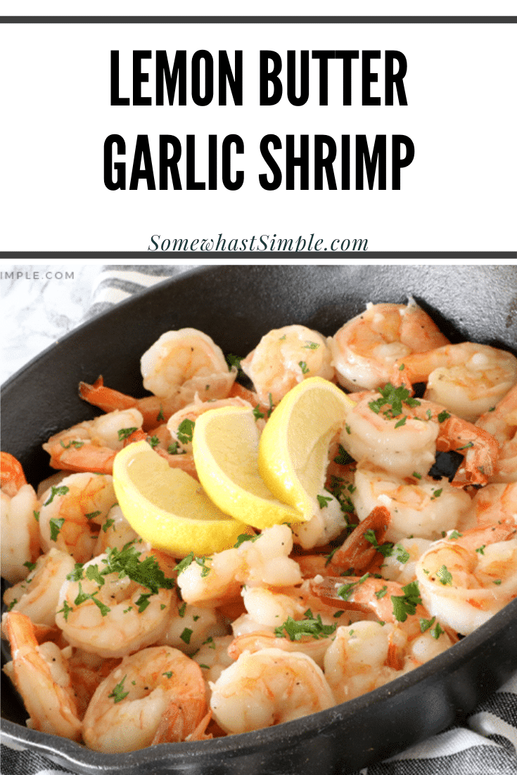 Garlic butter shrimp is an easy dinner or appetizer recipe. It doesn't get any better than jumbo shrimp smothered in an a delicious lemon garlic butter sauce. The recipe is so simple, it takes only 20 minutes to make, uses only a few basic ingredients and you only need one pan to make it. This is the perfect meal for the seafood lover in your family. via @somewhatsimple