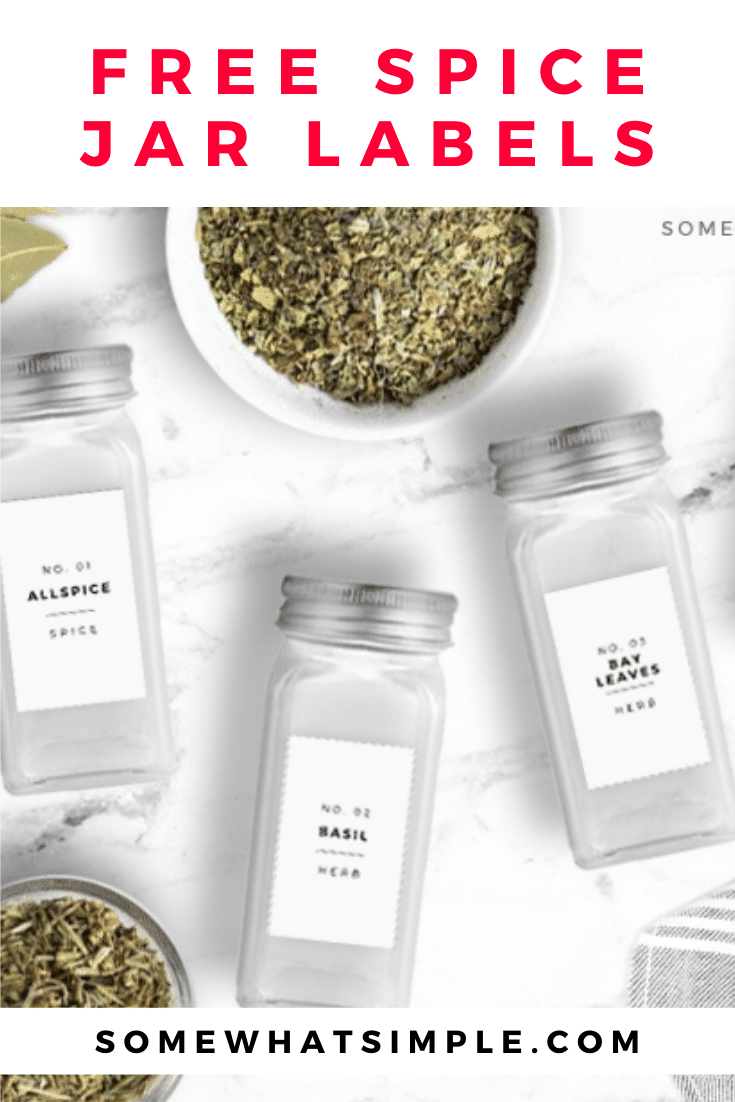 Spice Jar Labels (Free Printable) from Somewhat Simple