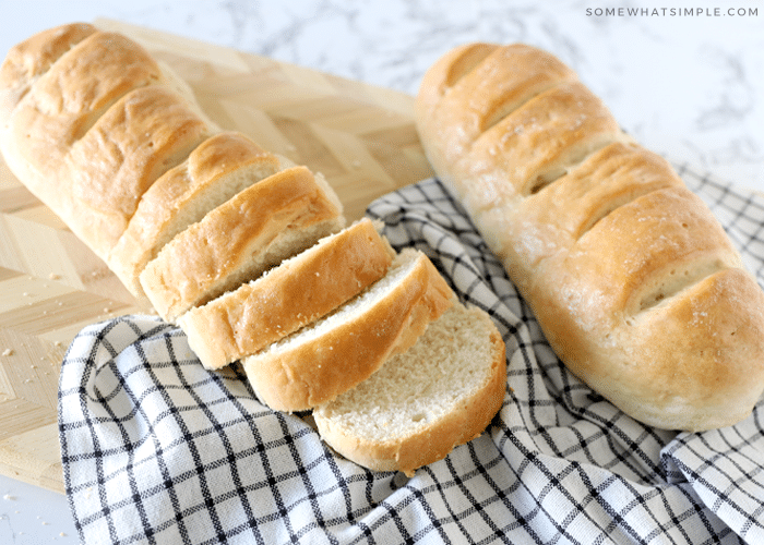 two loaves of homemade french bread