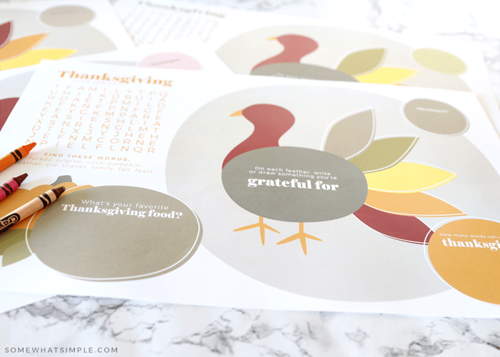 printable turkey placemats