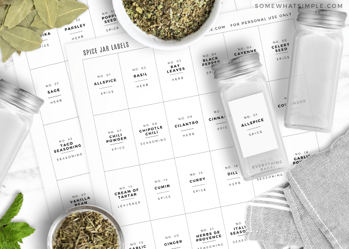 Printable Herb and Spice Jar Labels