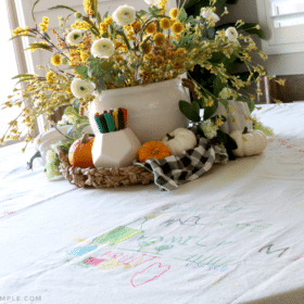 DIY Tablecloth made from a drop cloth