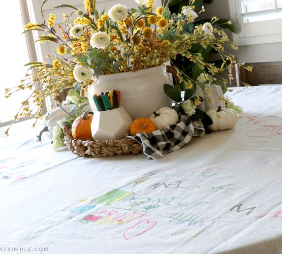 DIY Tablecloth made from a drop cloth
