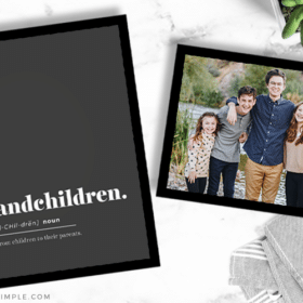 a framed gift for grandma with a cute quote and picture of her grandkids