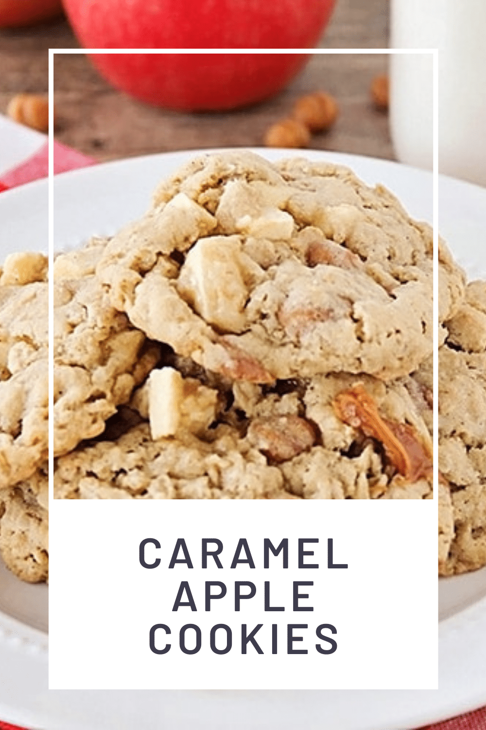 These caramel apple oatmeal cookies are so delicious, and packed with chunks of fresh apple and gooey caramel! These cookies are the perfect recipe for when you want a delicious cookie but also want to try something different. via @somewhatsimple