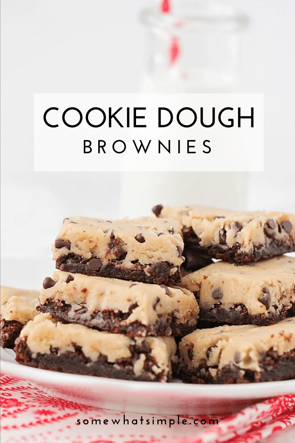 These cookie dough brownies are so rich and decadent! A fudgy chocolate brownie layer topped with eggless cookie dough, for an unforgettable dessert! They are the perfect combination of my two favorite treats; brownies and chocolate chip cookies. via @somewhatsimple