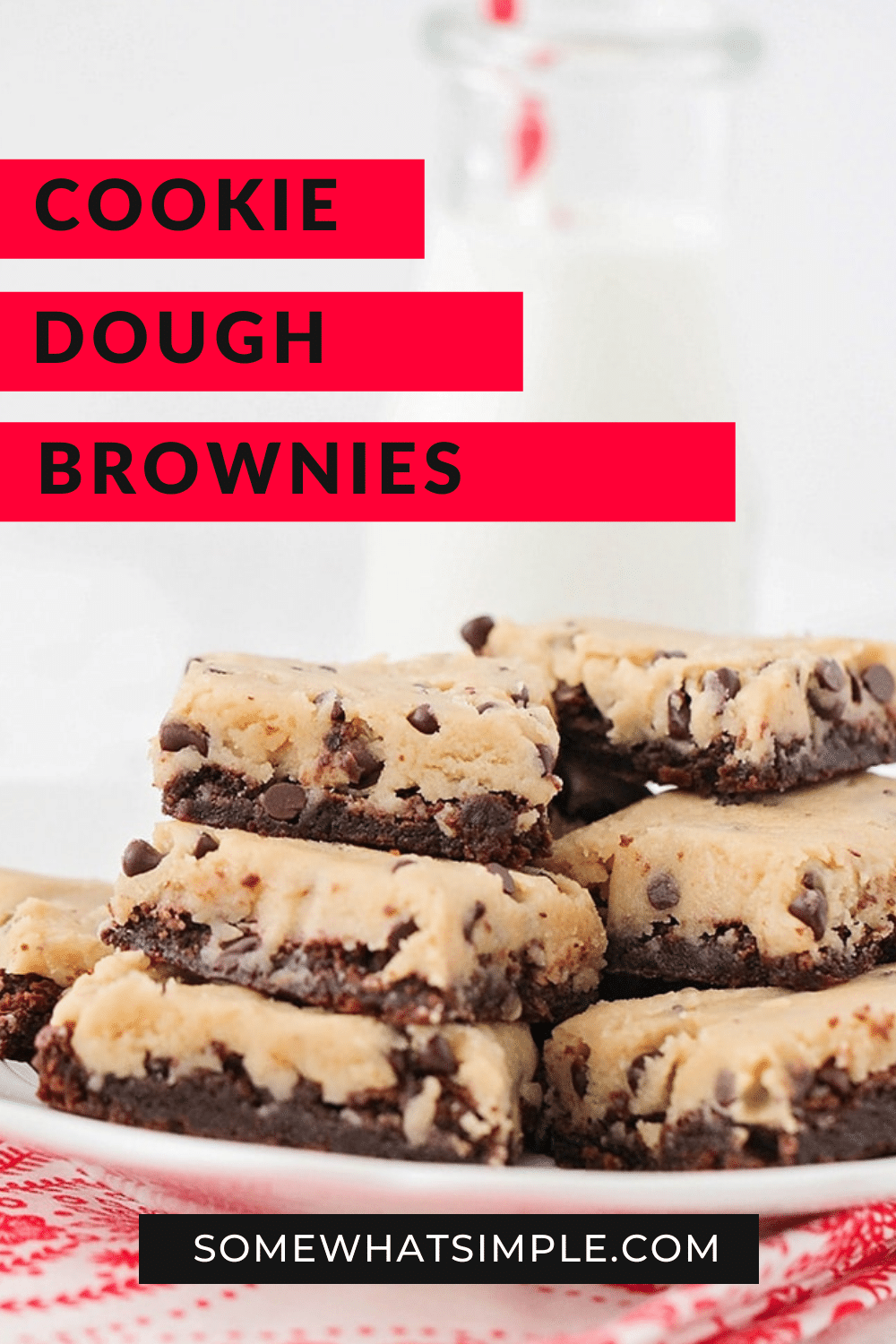 These cookie dough brownies are so rich and decadent! A fudgy chocolate brownie layer topped with eggless cookie dough, for an unforgettable dessert! They are the perfect combination of my two favorite treats; brownies and chocolate chip cookies. via @somewhatsimple