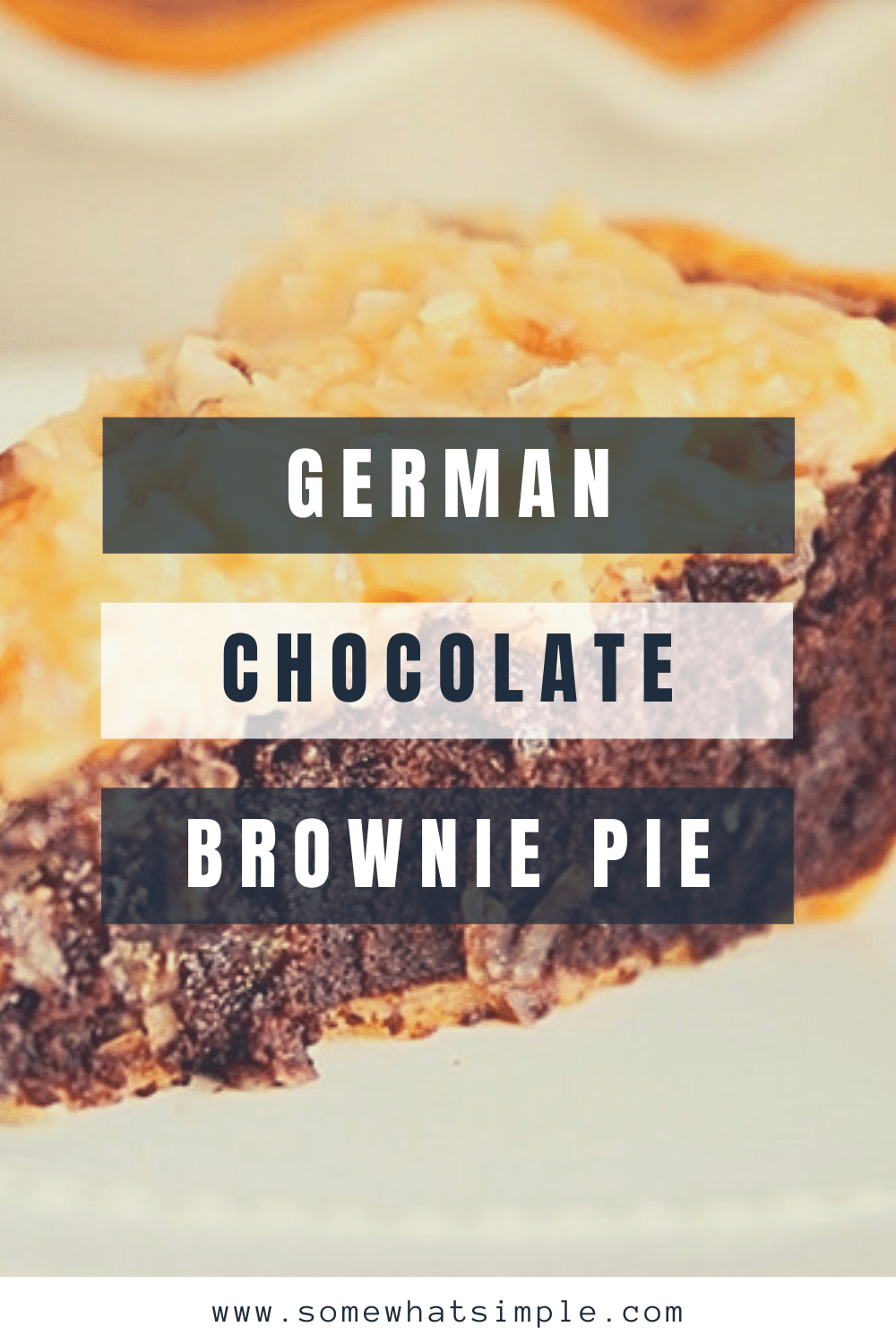 This German chocolate brownie pie is a decadent dessert you're sure to love. With all of the flavors of your favorite cake, but in brownie form, it's will soon be your favorite dessert! via @somewhatsimple