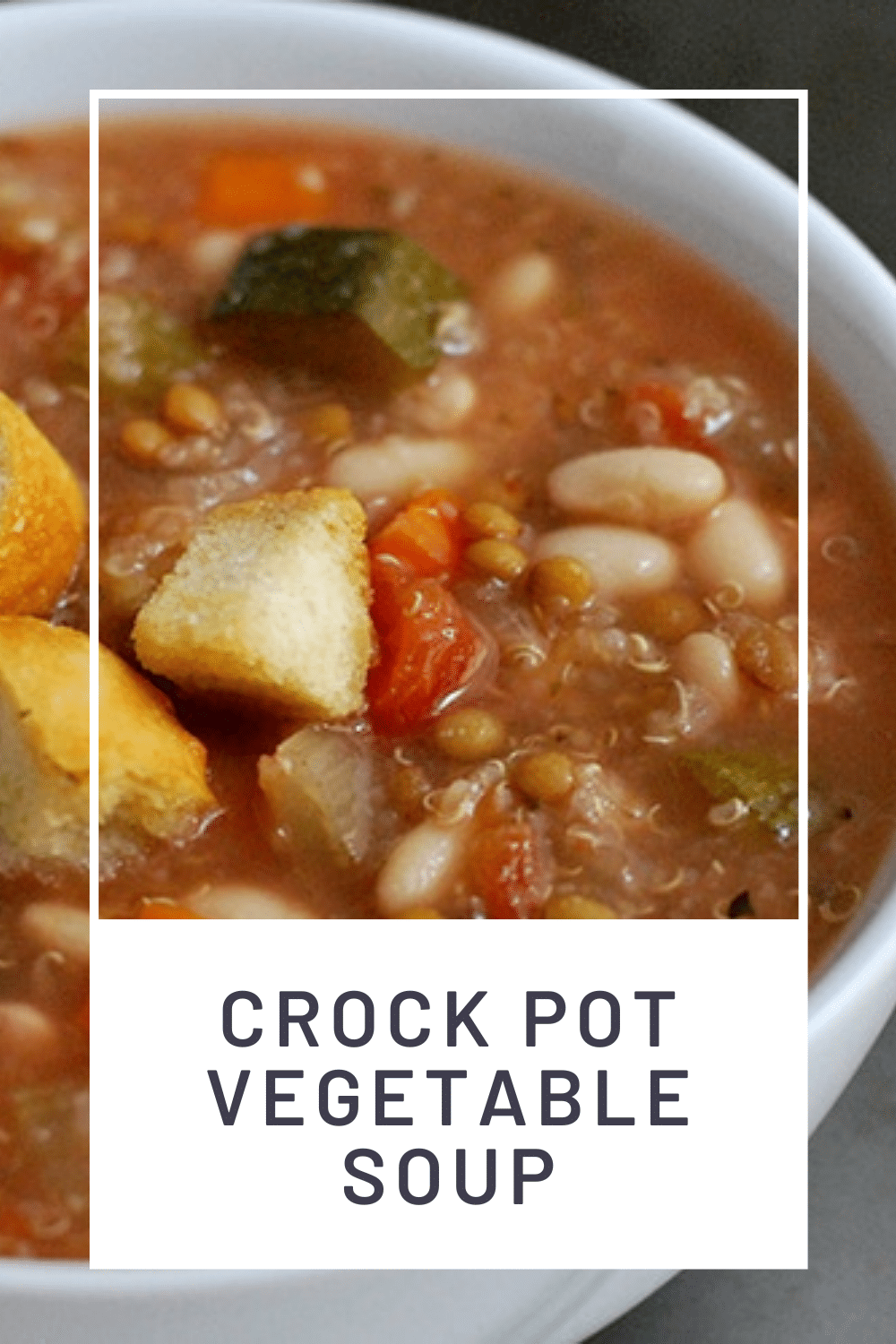 Crock pot vegetable soup is a hearty recipe that's incredibly easy to make. Loaded with your favorite vegetables, it's both healthy and delicious! Just place all of the ingredients in the slow cooker and you're all set. via @somewhatsimple