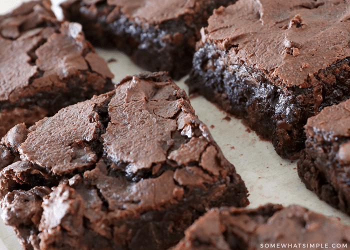 close up of baked vegan brownies