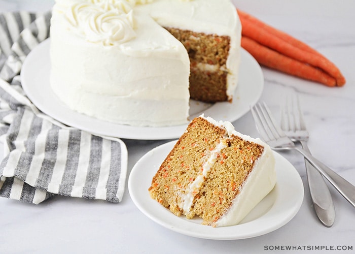 a slice of homemade carrot cake