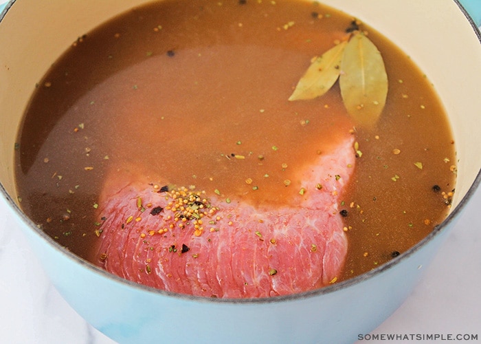corned beef in a stock pot