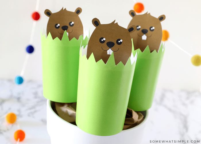 groundhog craft with puppets for groundhogs day