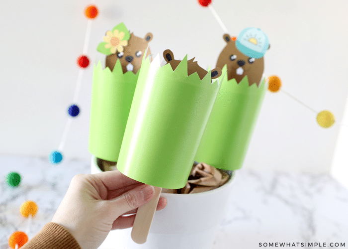 Groundhog Craft Printable Puppet Somewhat Simple