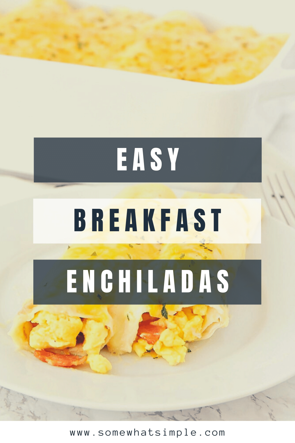 These amazing breakfast enchiladas are a fun twist on a traditional breakfast recipe! They're loaded with eggs, bacon, and cheese, and they are so delicious! The best part is that these breakfast enchiladas are that they can be frozen so you can make them ahead of time. via @somewhatsimple