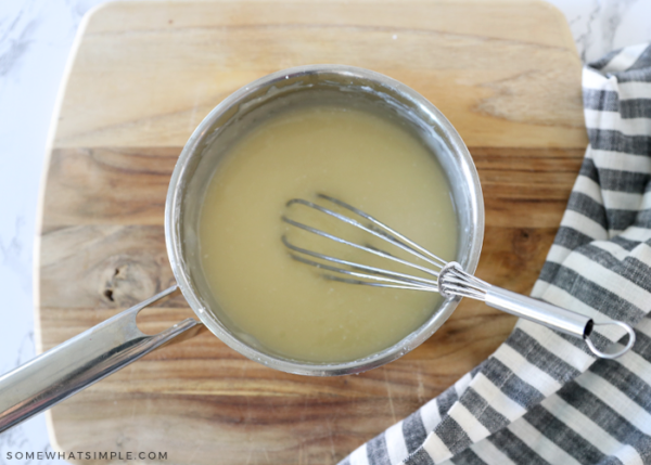 whisk in a small pot of cream cheese glaze