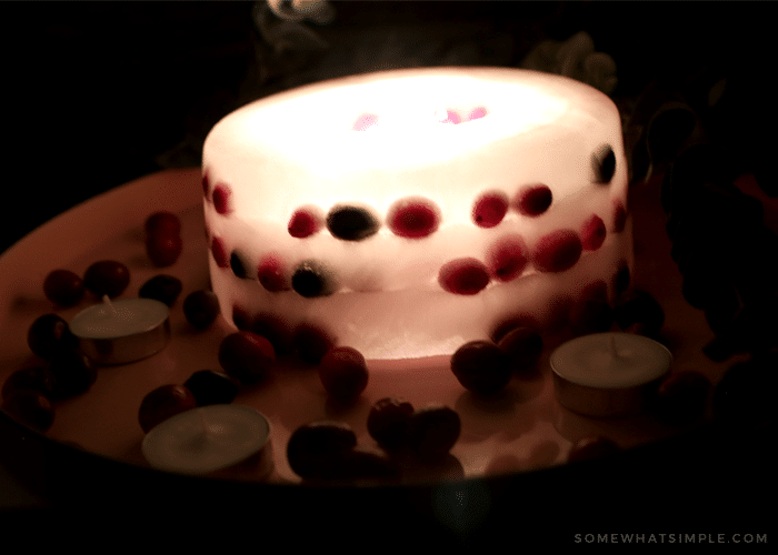 dark image of ice candle lit up