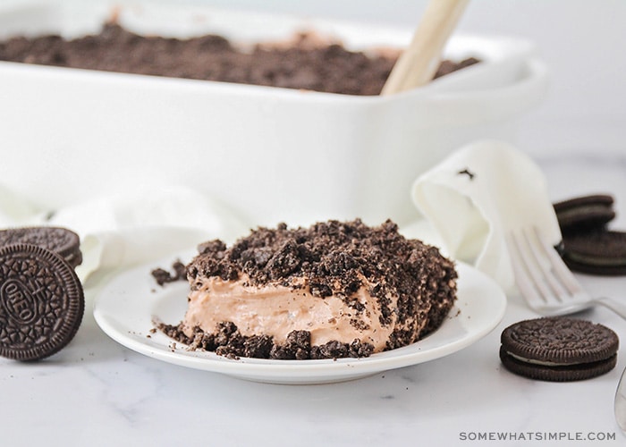 This Oreo dirt cake could not be easier to make, and it tastes fantastic! It's so chocolatey and delicious, and always a crowd pleaser!