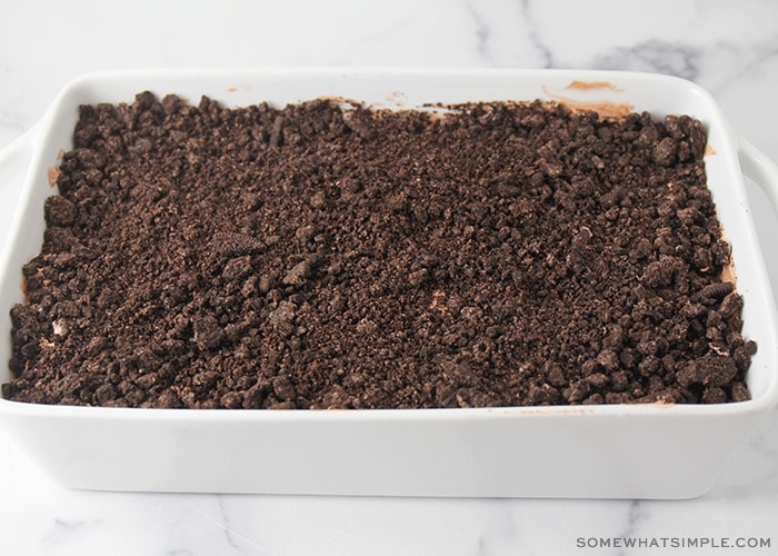 This Oreo dirt cake could not be easier to make, and it tastes fantastic! It's so chocolatey and delicious, and always a crowd pleaser! 