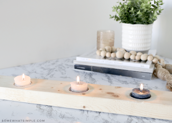 diy candle holder made with a 2x4