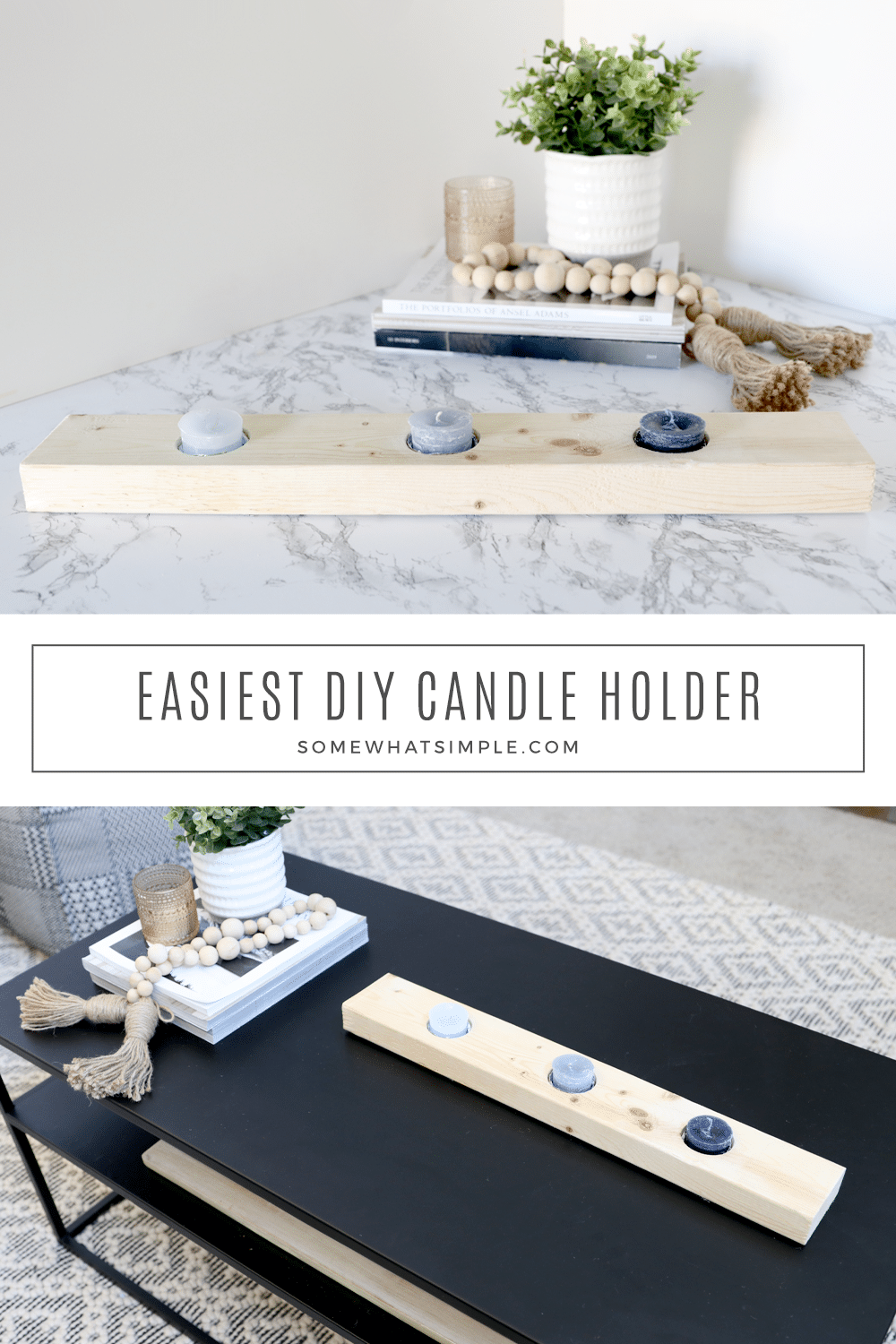 This DIY Candle Holder is a quick little wood project that will help you dress up any table-scape! via @somewhatsimple