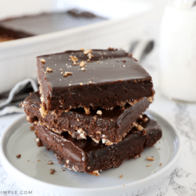 pretzel brownies on a white plate