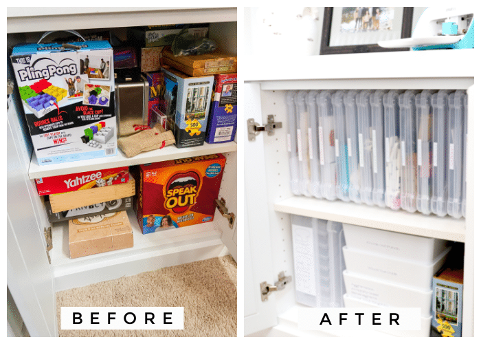 before and after game storage organization