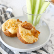 buffalo chicken cupcakes on a white plate