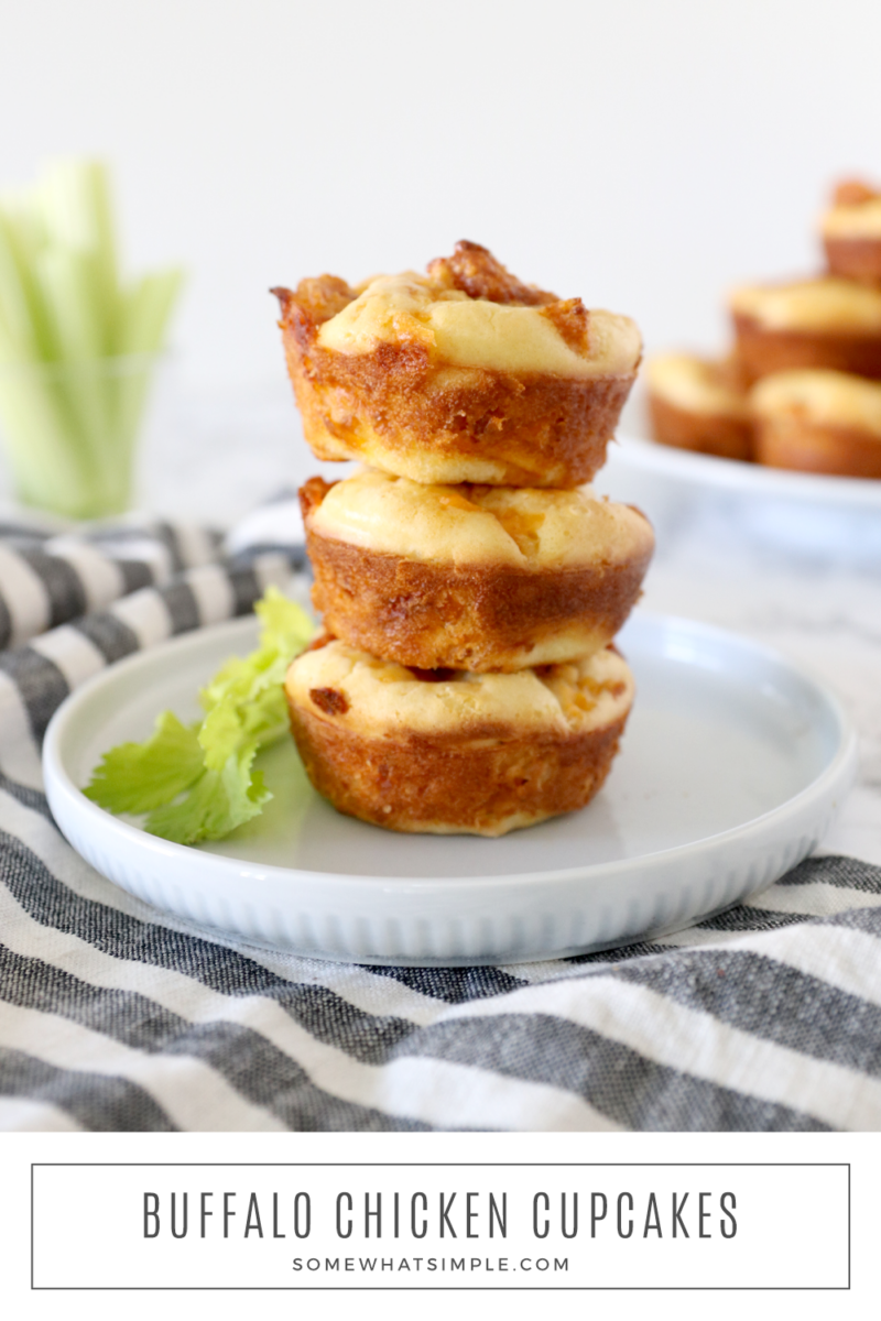 close up of buffalo chicken cupcakes