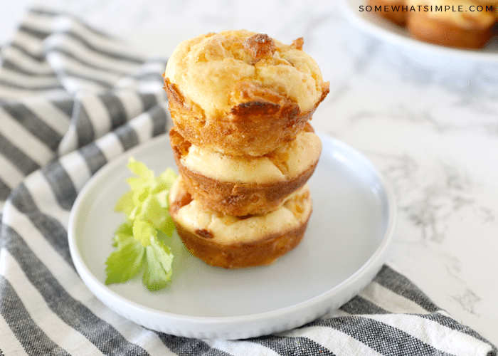 buffalo chicken cupcakes stacked on top