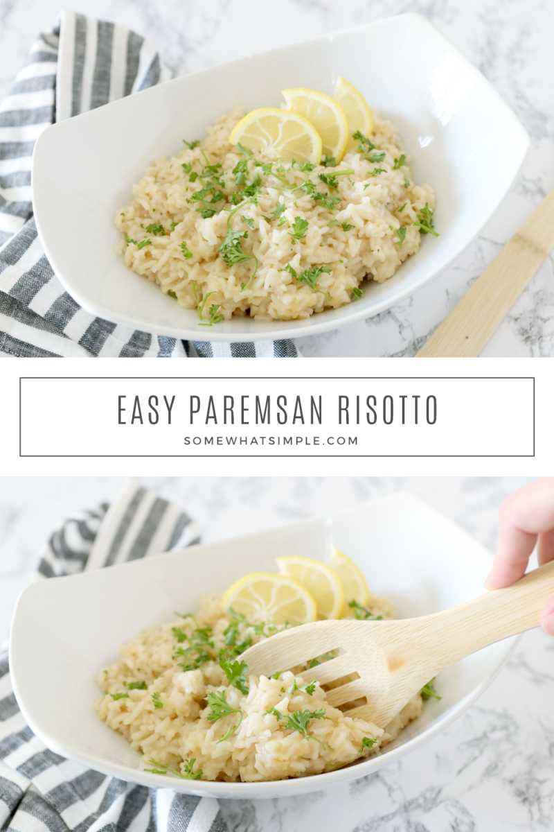 collage of pictures of parmesan risotto