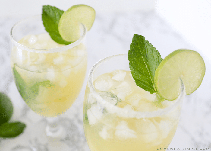 top view of a pineapple margarita