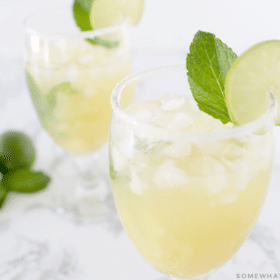 pineapple margarita mocktail in 2 glasses