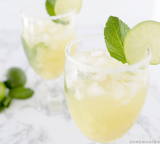 pineapple margarita mocktail in 2 glasses