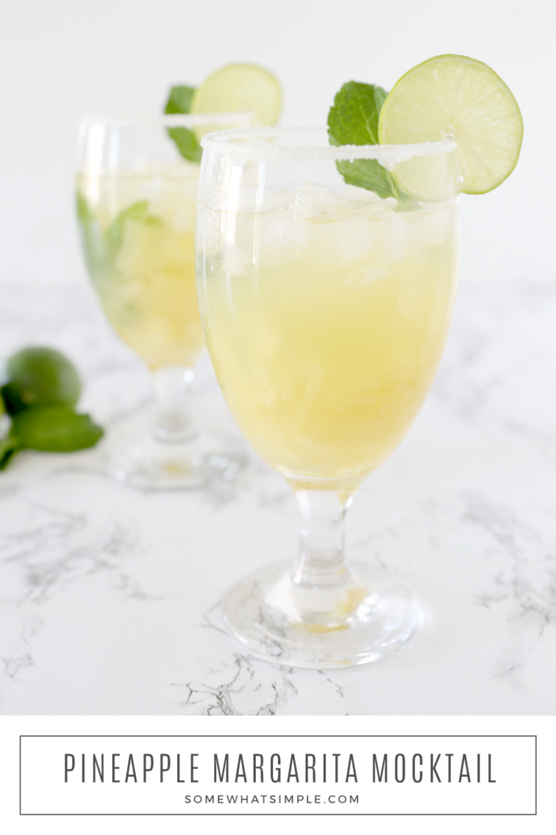 pineapple margarita mocktail in tall glass