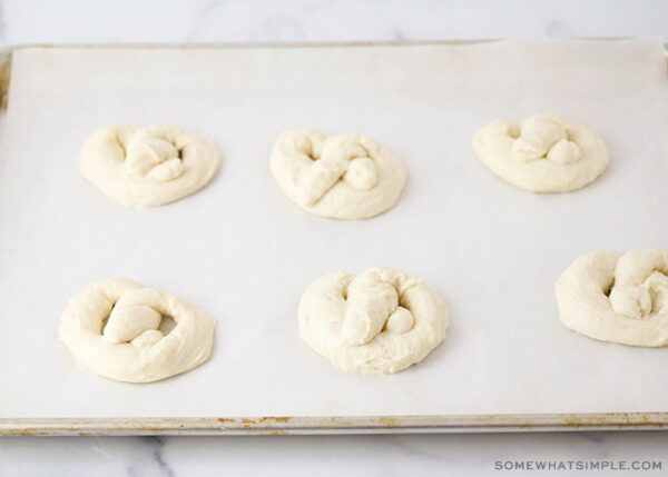 raw pretzel dough that has risen a bit