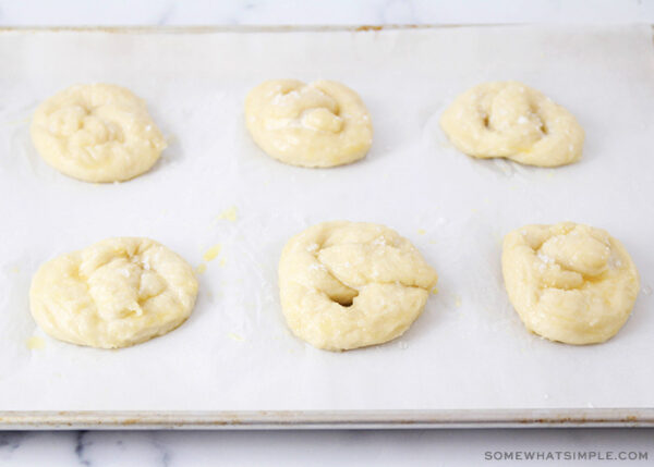 pretzel dough ready for the oven