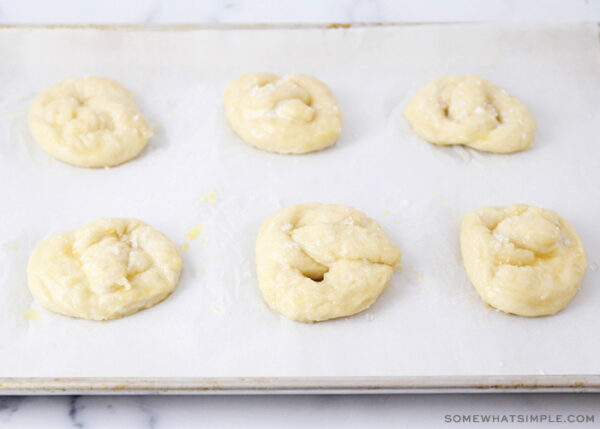 pretzel dough ready for the oven