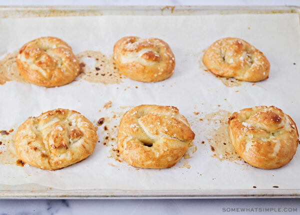 baked pretzels brushed with melted butter