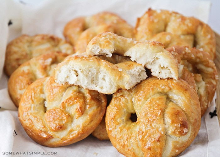 baked pretzels in a basket