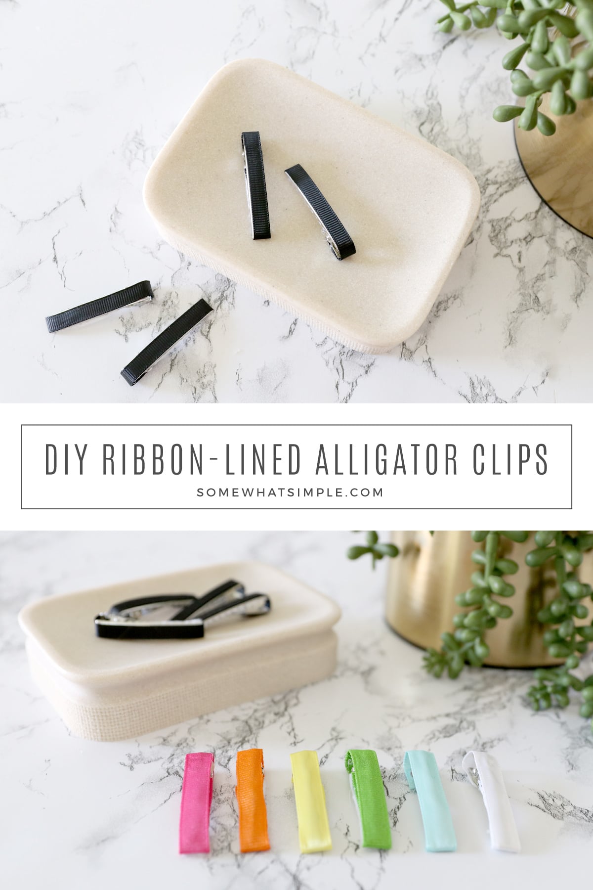 Making your own hairbows? Here's how to make a ribbon lined alligator clip that won't slip out of your daughter's fine hair! #clip #hairbow #tutorial #alligator via @somewhatsimple