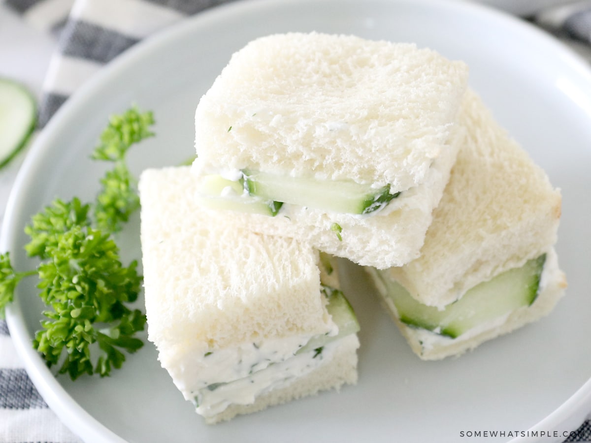 soft white bread made into cucumber sandwiches