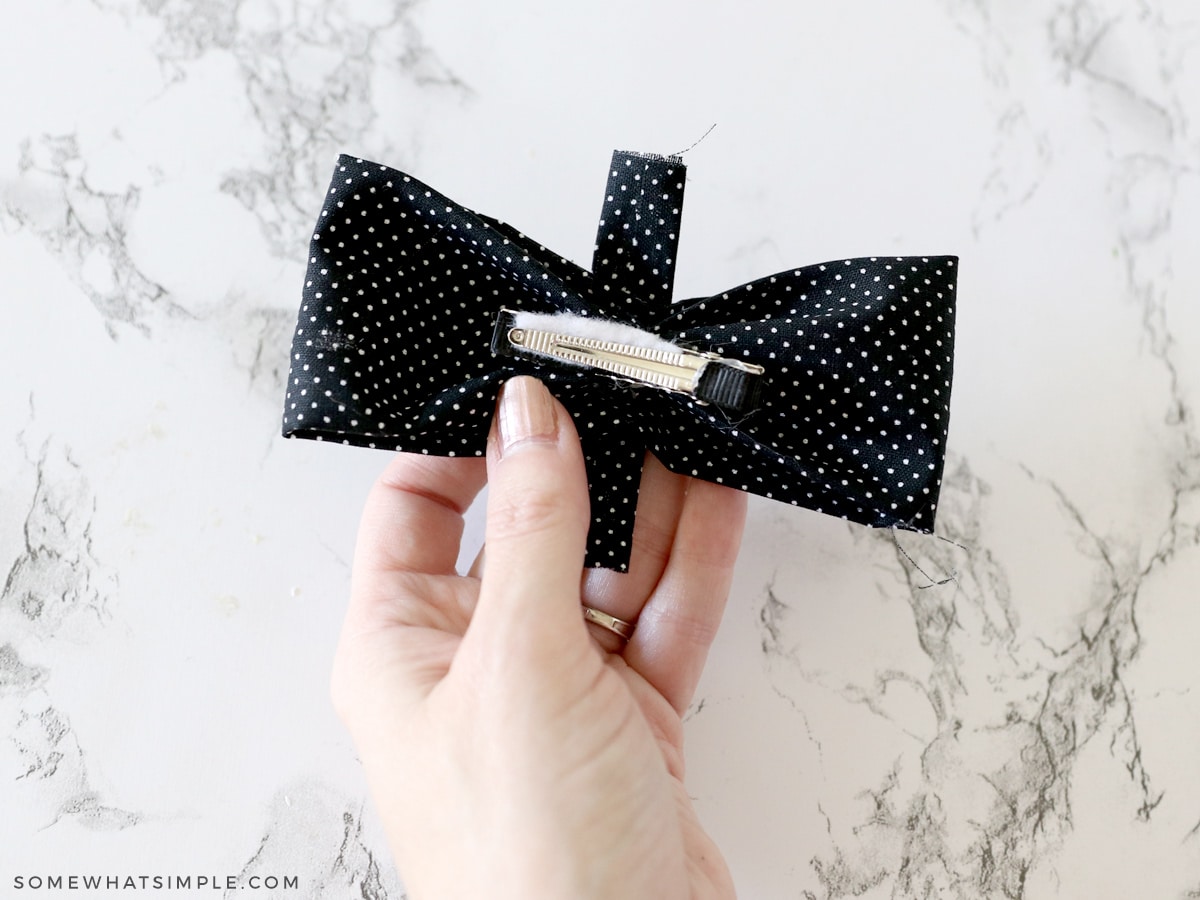 adding a clip to a fabric bow