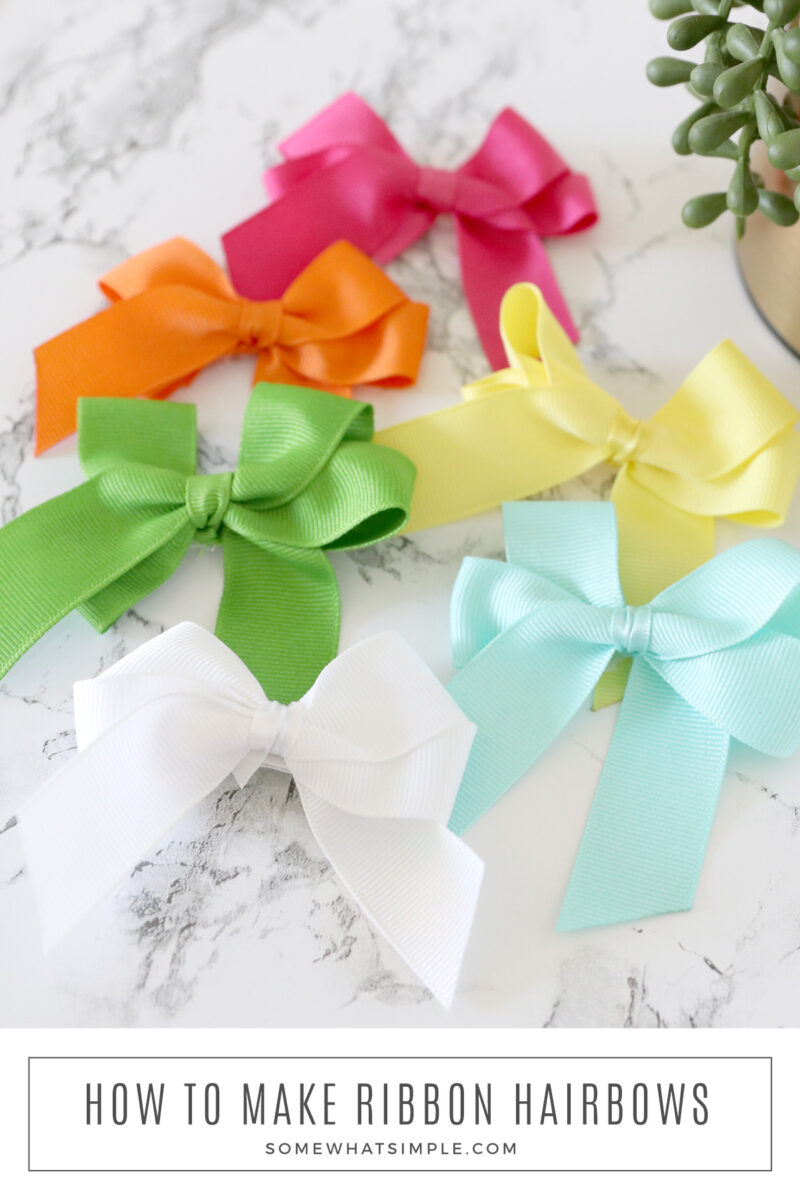 colorful hair bows on the counter