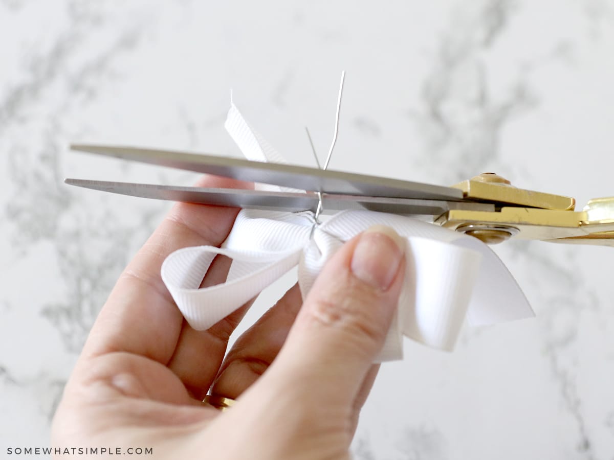 cutting wire on a hair bow