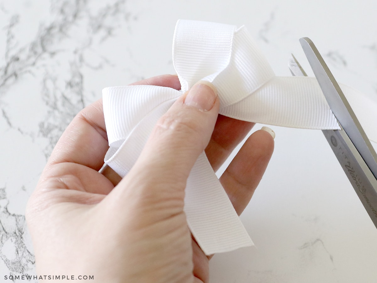 trim the ribbon on a hair bow