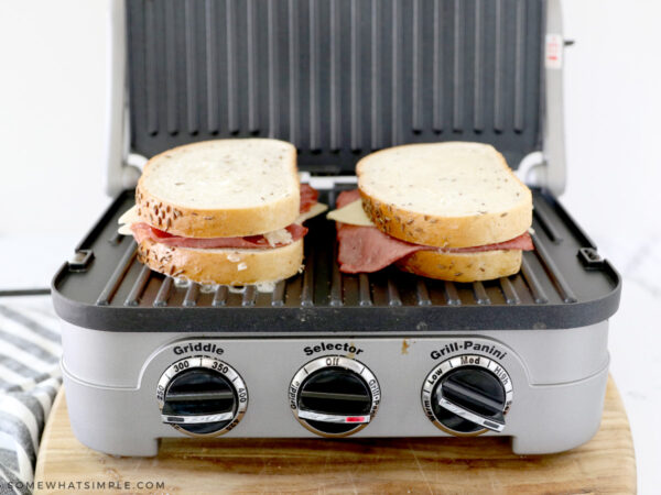 grilling a reuben sandwich